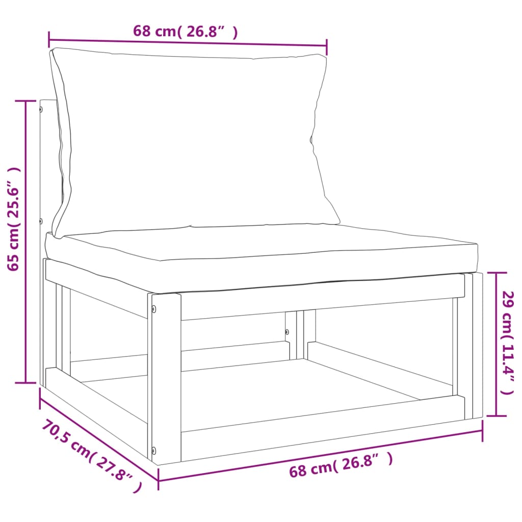 vidaXL Set muebles de jardín 9 pzas madera maciza y cojines gris claro