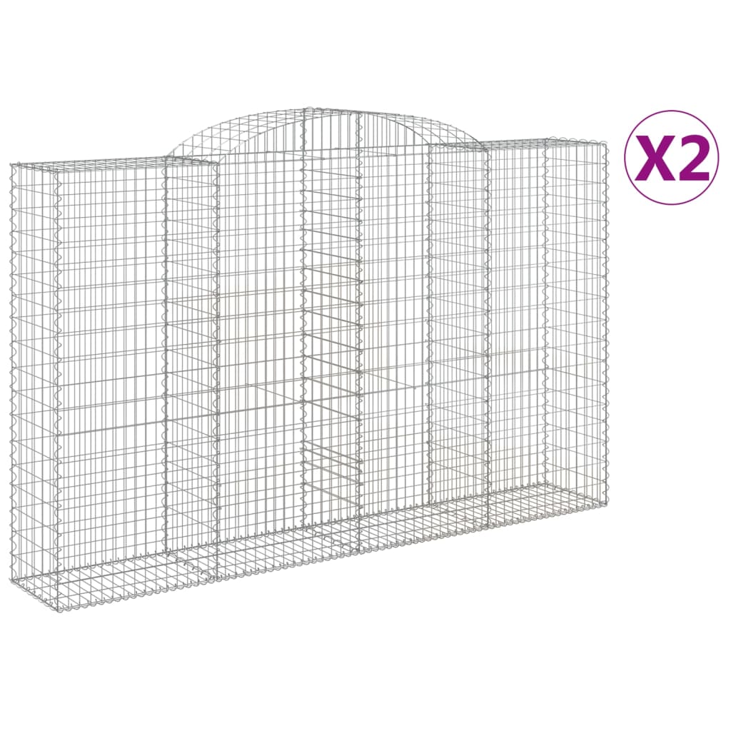 vidaXL Cestas de gaviones 2 uds forma de arco hierro 300x50x180/200 cm