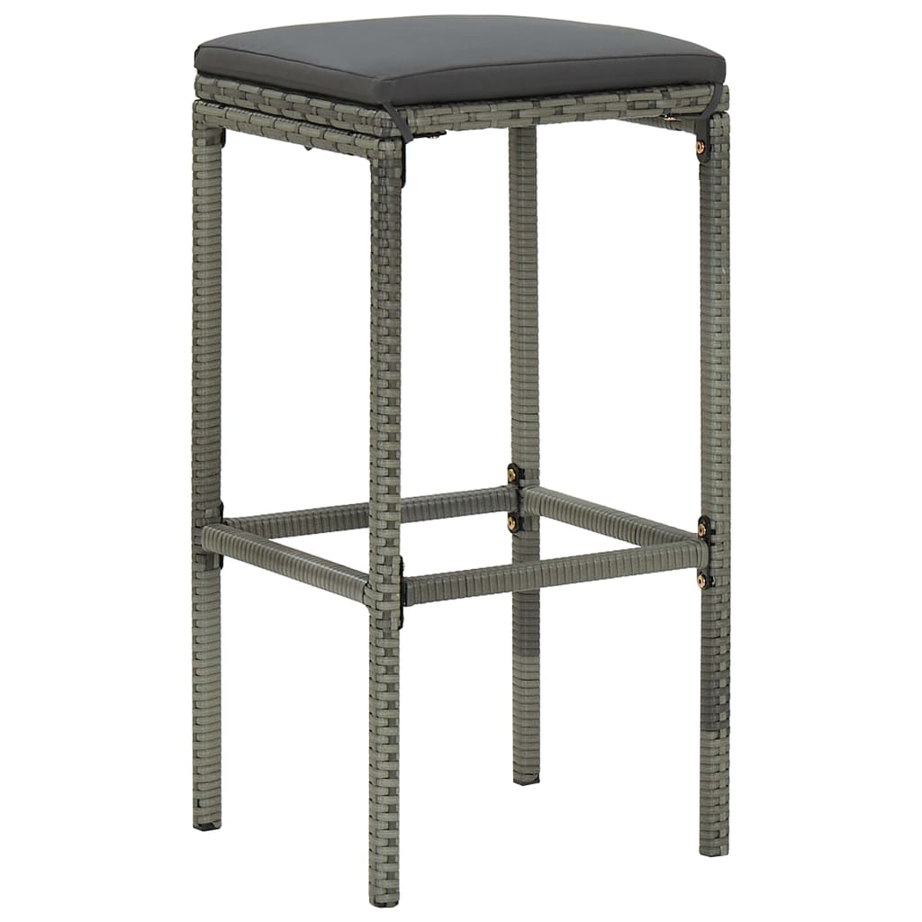 vidaXL Set muebles bar jardín 7 piezas y cojines ratán sintético gris