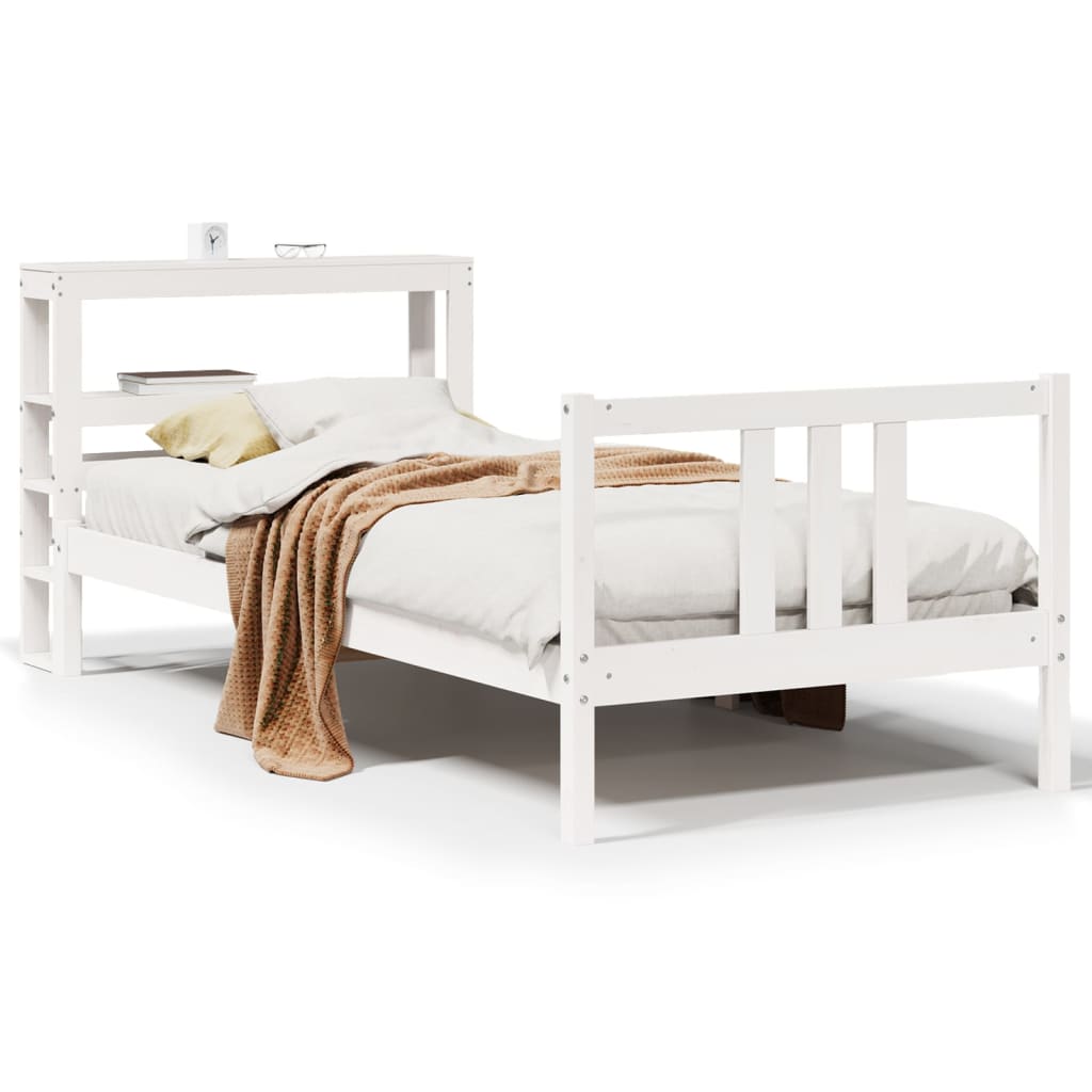 vidaXL Estructura de cama con cabecero madera de pino blanco 100x200cm