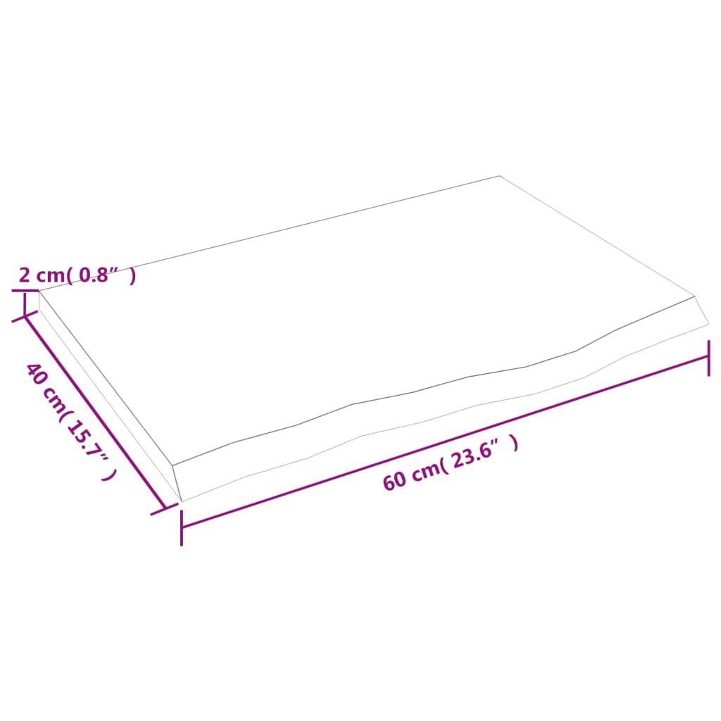 vidaXL Encimera de baño madera maciza sin tratar 60x40x2 cm