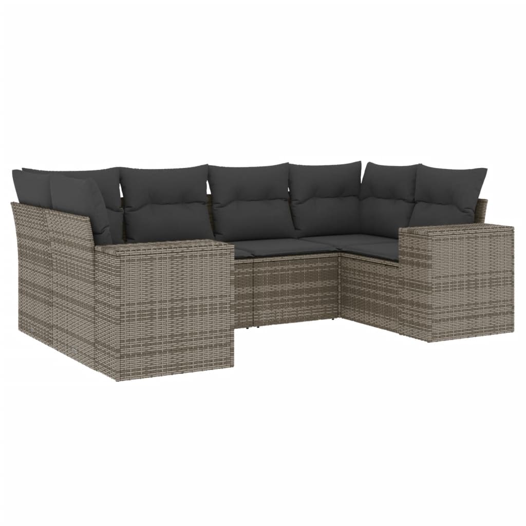 vidaXL Set de muebles de jardín 6 pzas y cojines ratán sintético gris