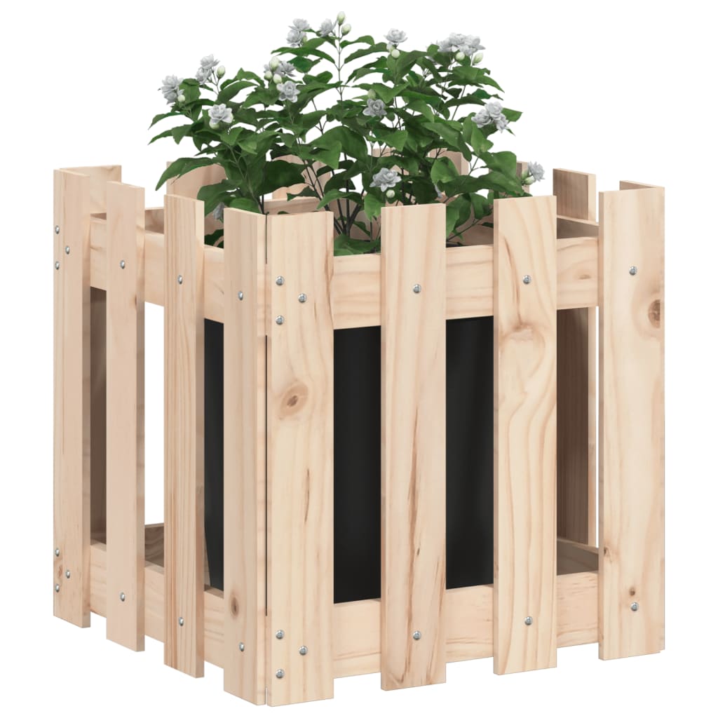 vidaXL Jardinera con diseño de valla madera maciza de pino 40x40x40 cm