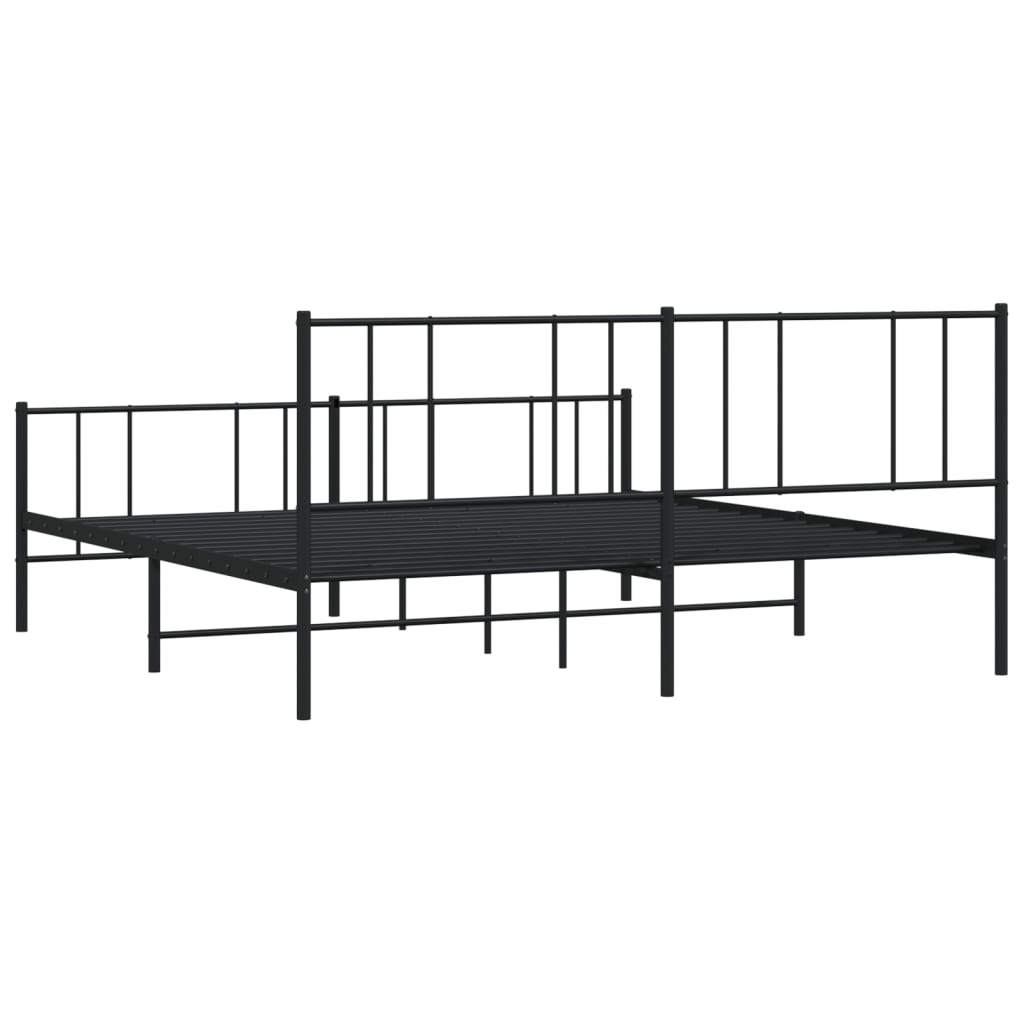 vidaXL Estructura cama sin colchón con estribo metal negro 183x213 cm