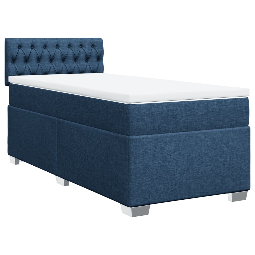 vidaXL Cama box spring con colchón tela azul 90x190 cm