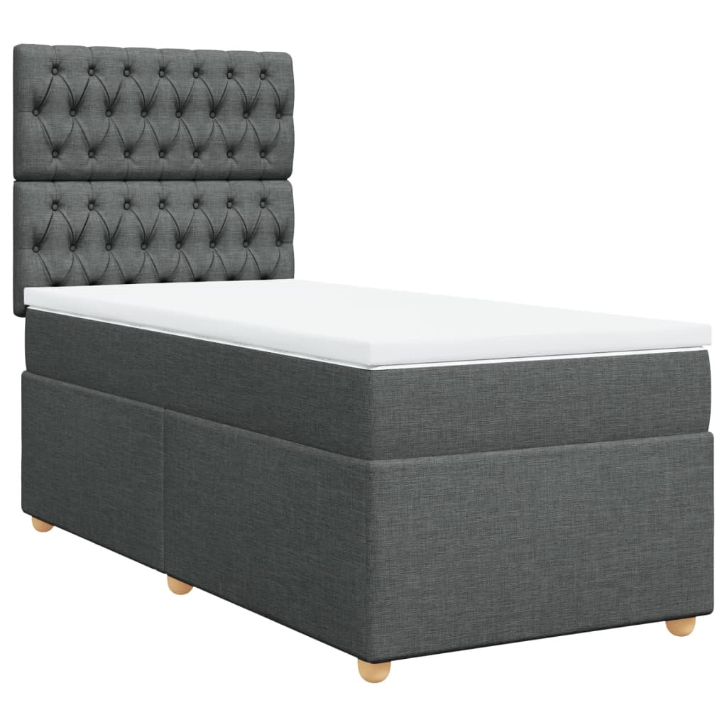 vidaXL Cama box spring con colchón tela gris oscuro 80x200 cm