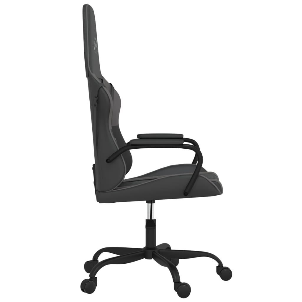 vidaXL Silla gaming cuero sintético negro y gris