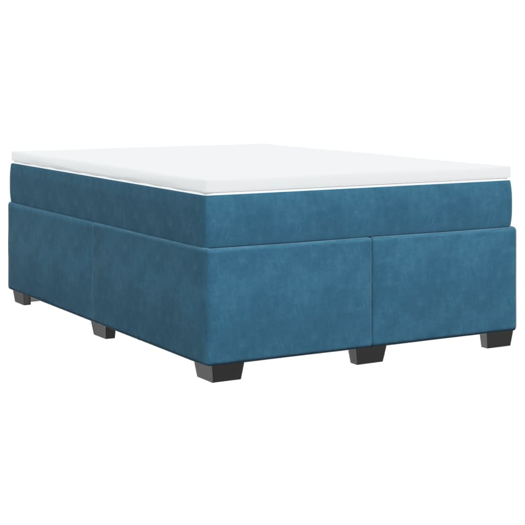 vidaXL Cama box spring con colchón terciopelo azul oscuro 140x190 cm