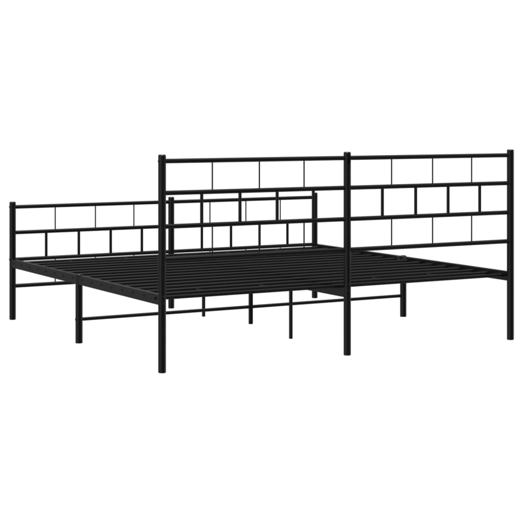 vidaXL Estructura cama sin colchón con estribo metal negro 183x213 cm