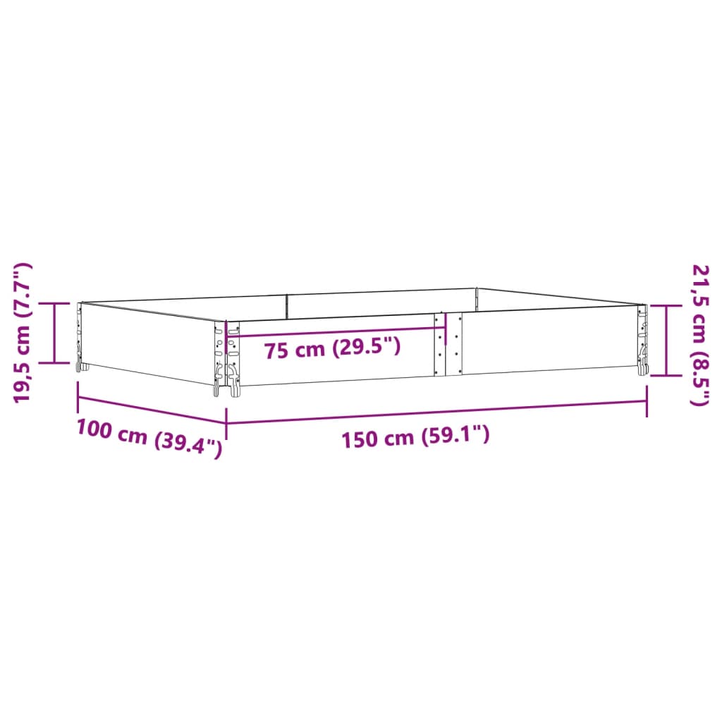 vidaXL Collar de palet madera maciza de pino 150x100 cm