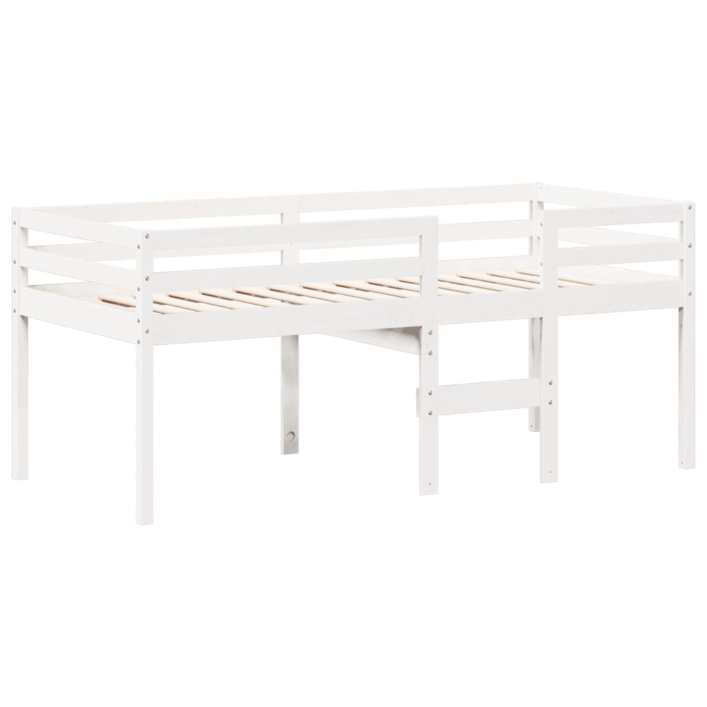 vidaXL Cama alta con techo madera maciza pino blanca 75x190 cm