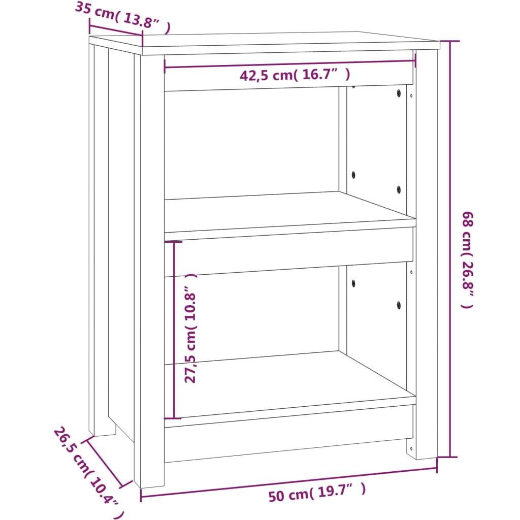 vidaXL Estantería madera maciza de pino blanca 50x35x68 cm