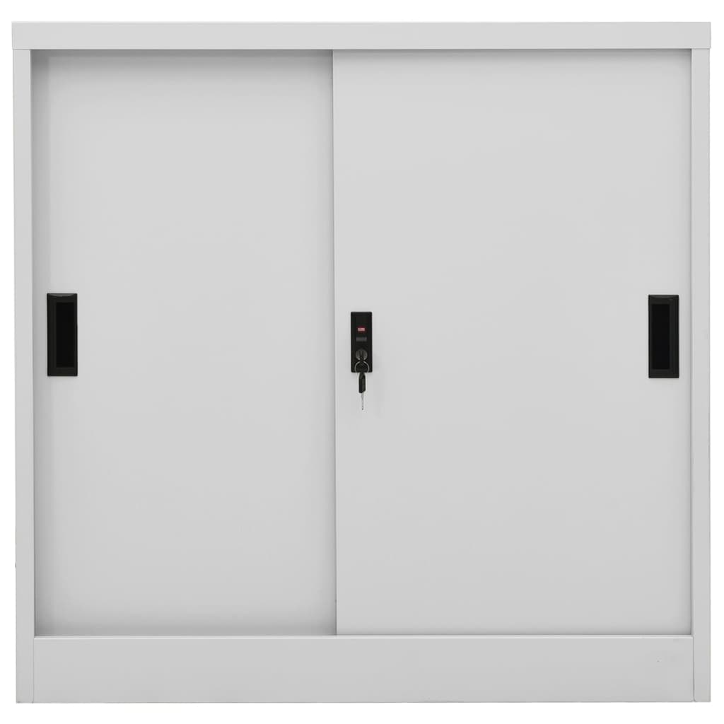 vidaXL Armario de oficina puerta corredera acero gris claro 90x40x90cm