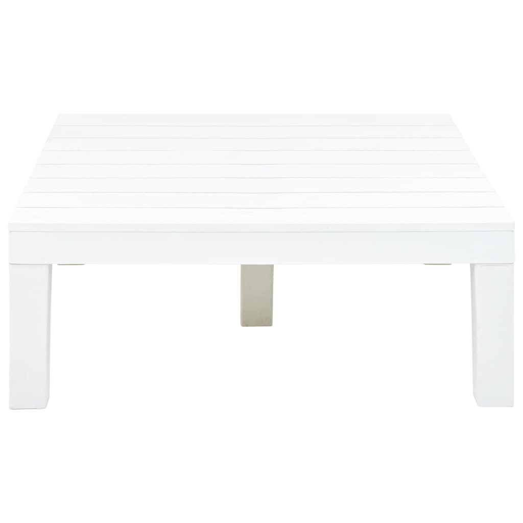 vidaXL Mesa de jardín de plástico blanco 78x78x31 cm