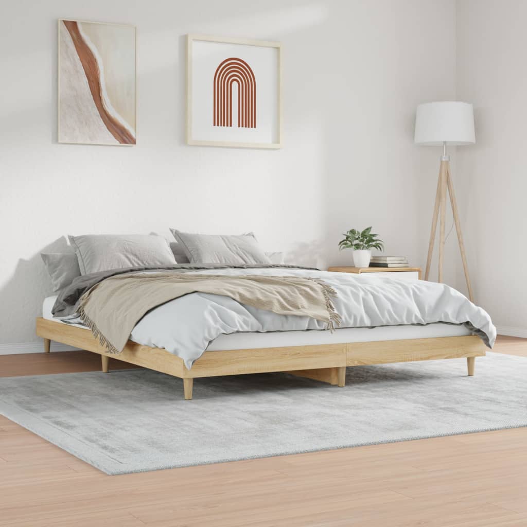 vidaXL Estructura de cama madera de ingeniería roble Sonoma 180x200 cm