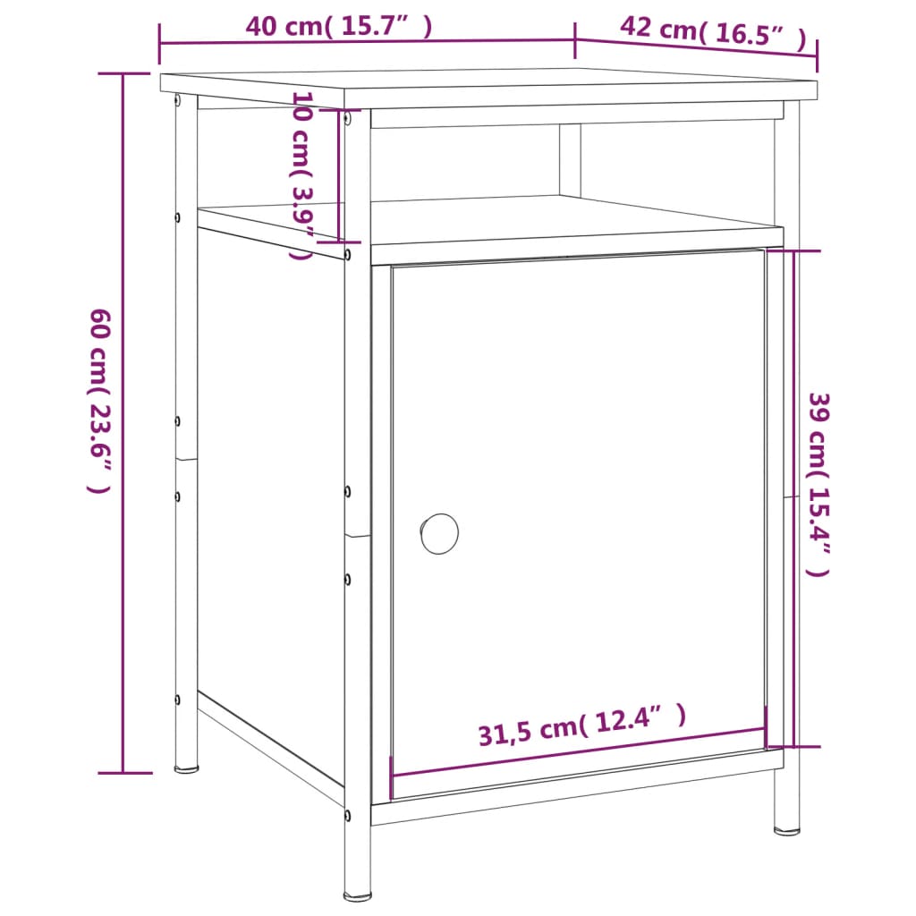 vidaXL Mesita de noche madera contrachapada roble sonoma 40x42x60 cm