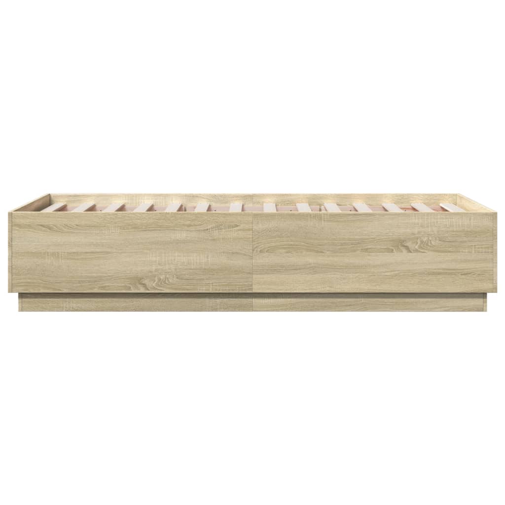 vidaXL Estructura cama con luces LED madera roble Sonoma 90x190 cm