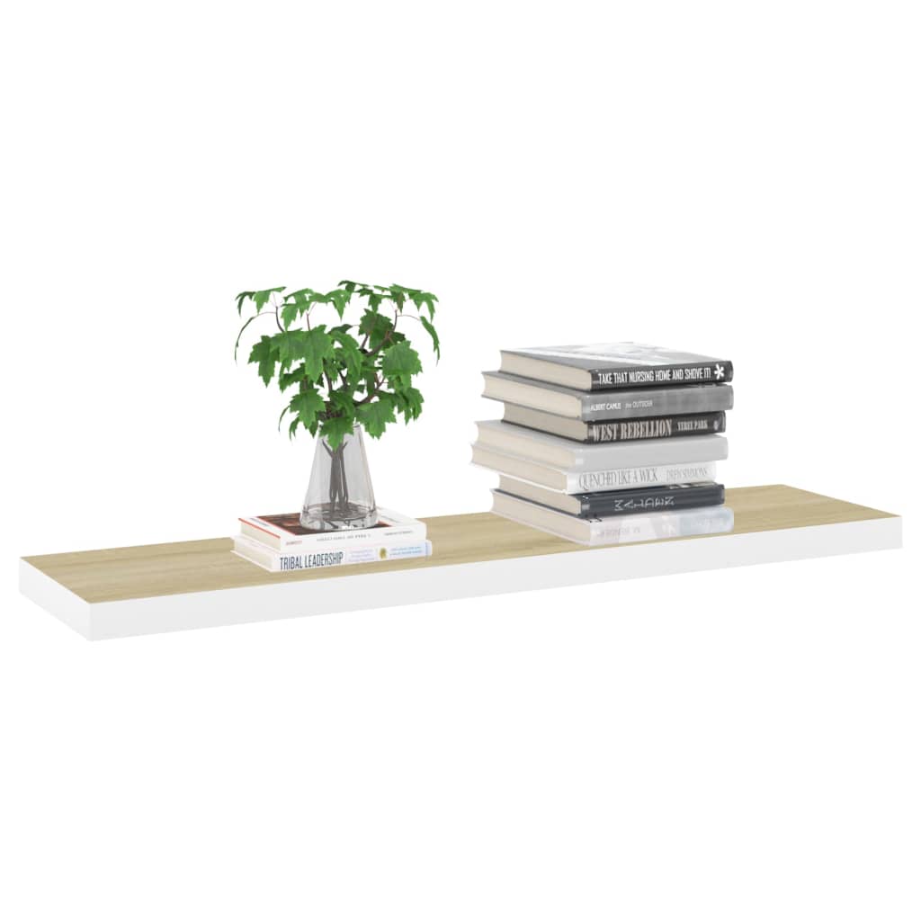 vidaXL Estante flotante pared 2 uds MDF roble y blanco 120x23,5x3,8 cm