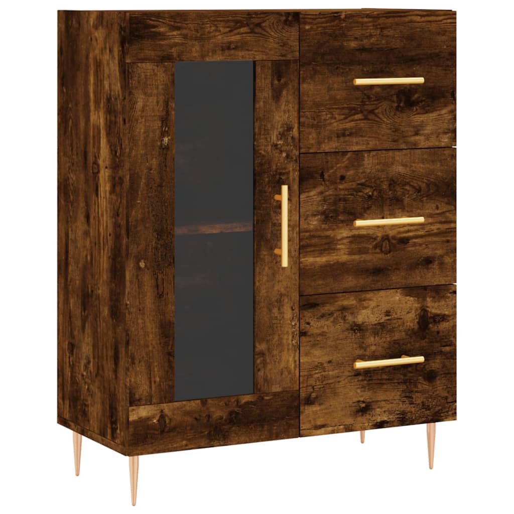 vidaXL Aparador alto madera contrachapada roble ahumado 69,5x34x180 cm