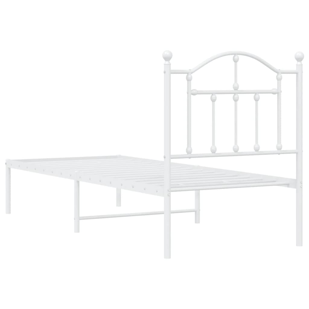 vidaXL Estructura cama sin colchón con cabecero metal blanco 75x190 cm