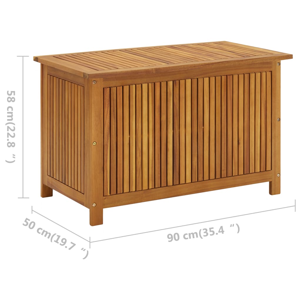 vidaXL Caja de almacenaje de jardín madera maciza acacia 90x50x58 cm