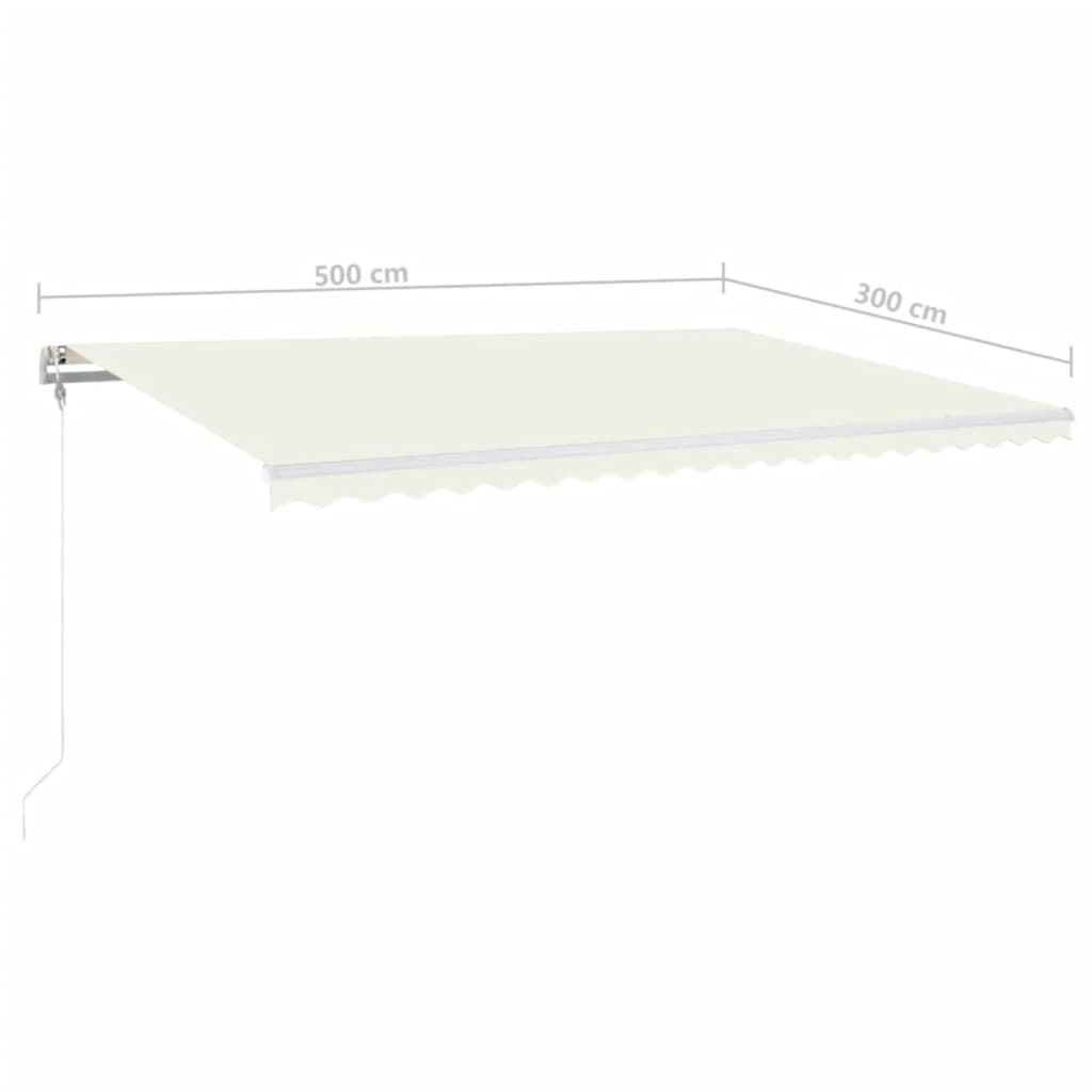 vidaXL Toldo automático con LED y sensor de viento crema 500x300 cm