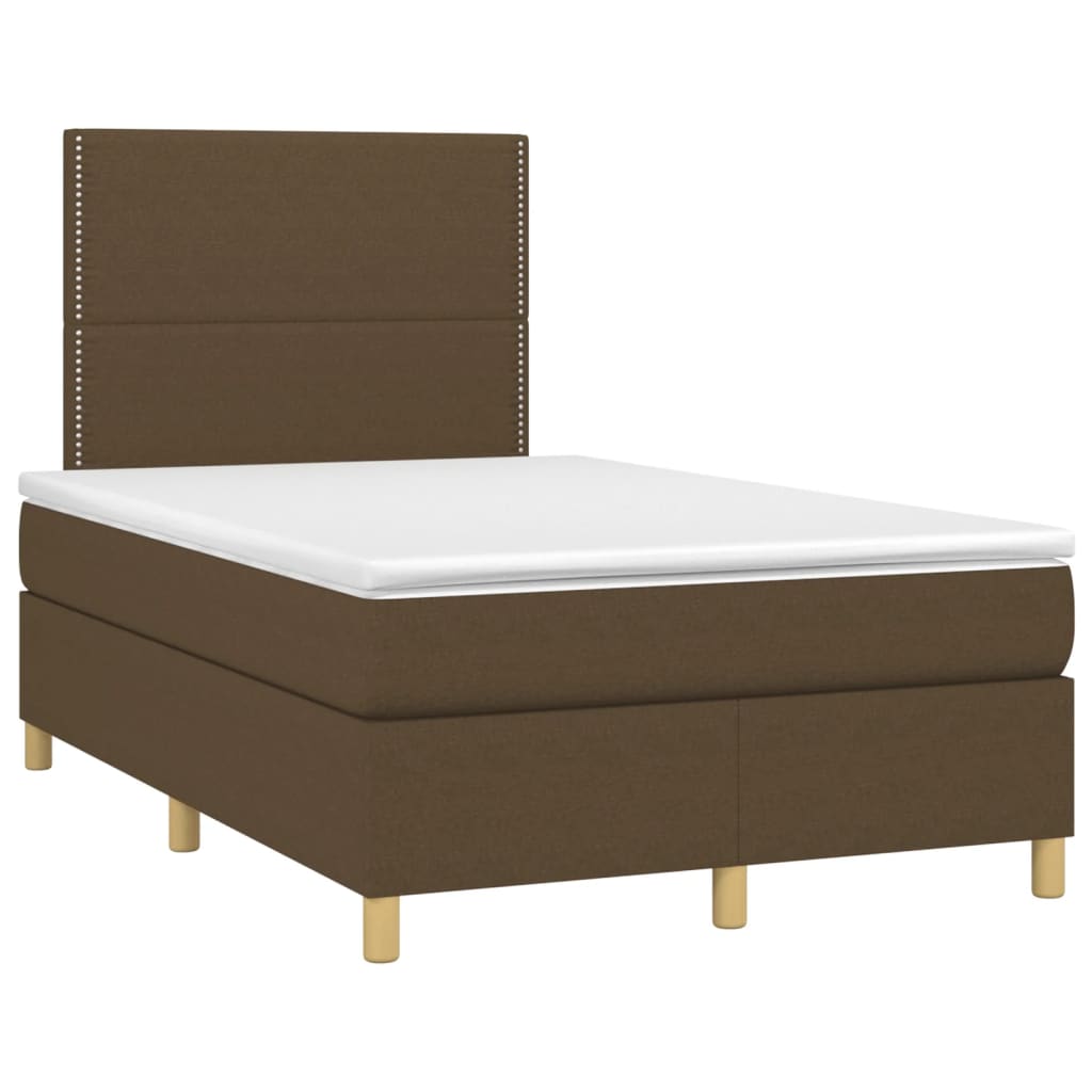 vidaXL Cama box spring con colchón tela marrón oscuro 120x190 cm