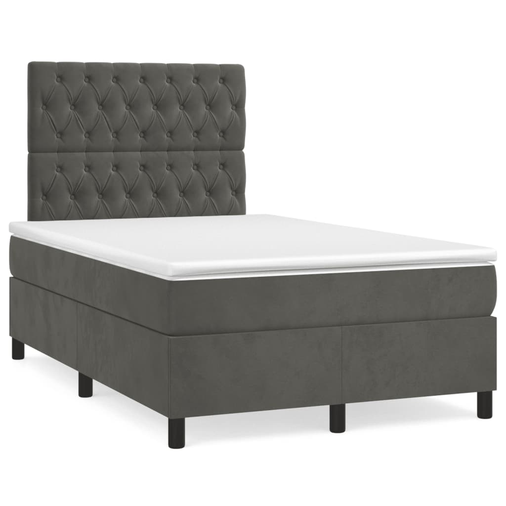 vidaXL Cama box spring con colchón terciopelo gris oscuro 120x190 cm