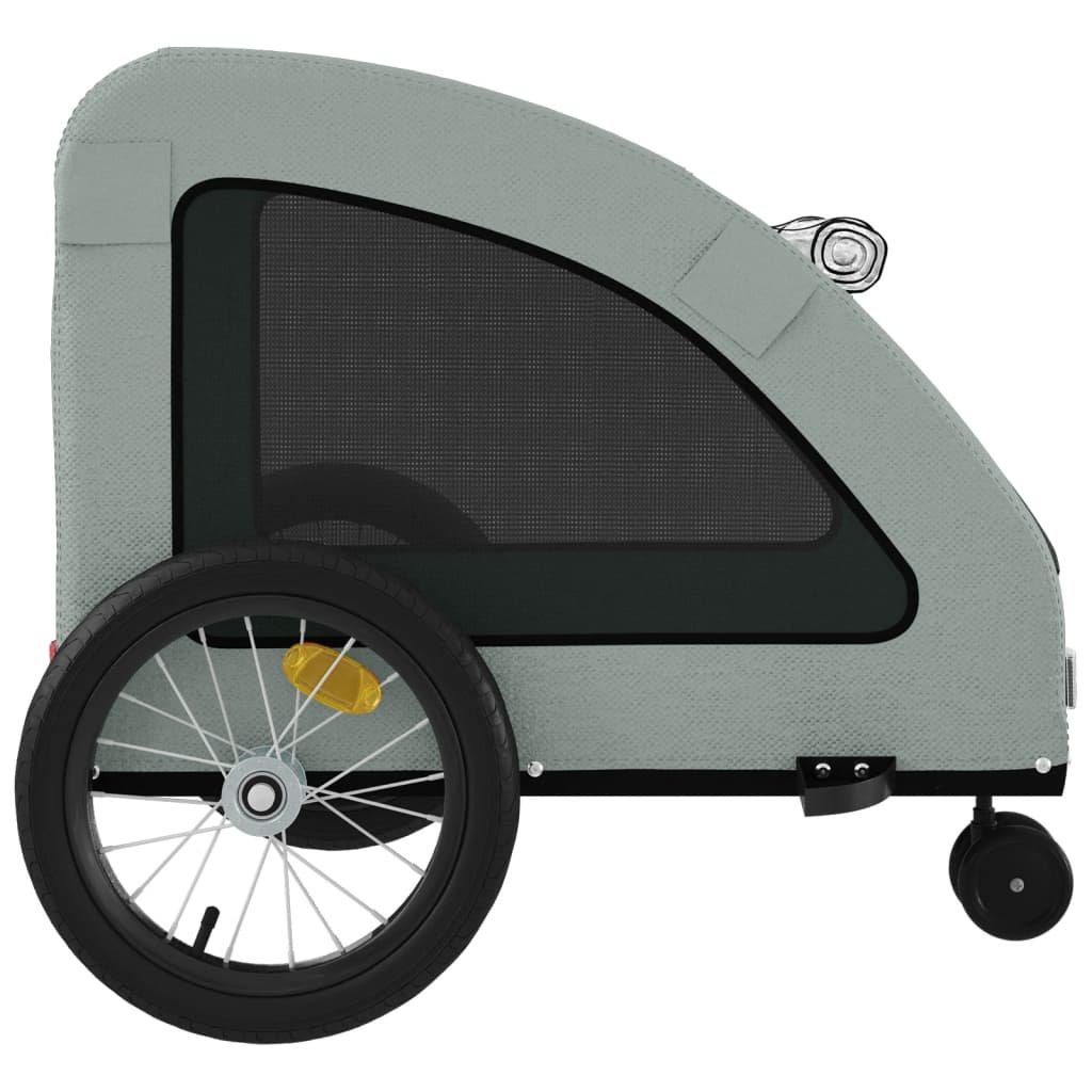 vidaXL Remolque de bicicleta mascotas hierro tela Oxford gris