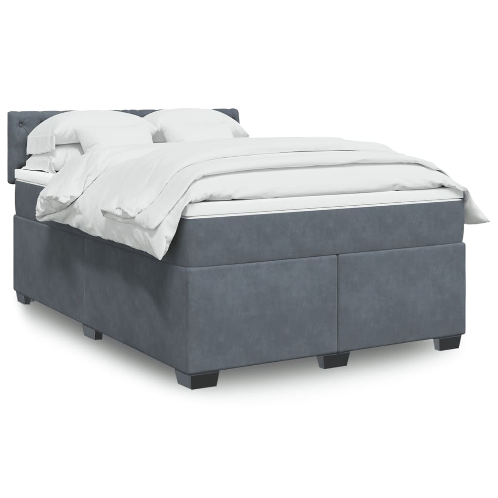 vidaXL Cama box spring con colchón terciopelo gris oscuro 140x200 cm