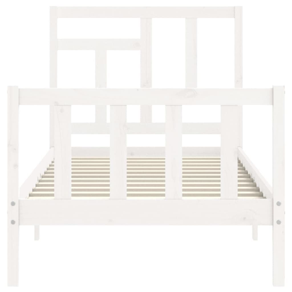 vidaXL Estructura de cama con cabecero madera maciza blanco 90x200 cm