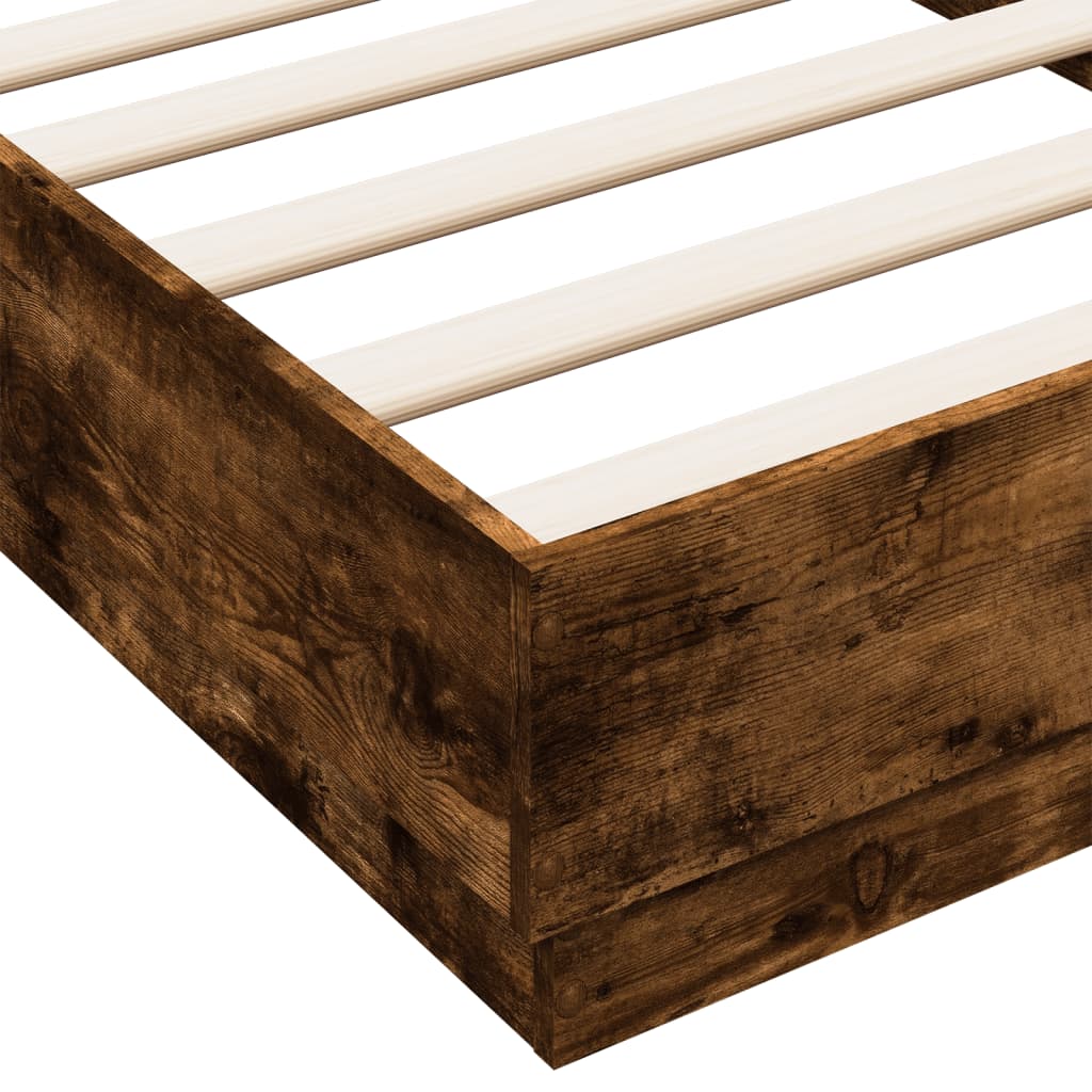 vidaXL Estructura de cama madera de ingeniería roble humo 75x190 cm