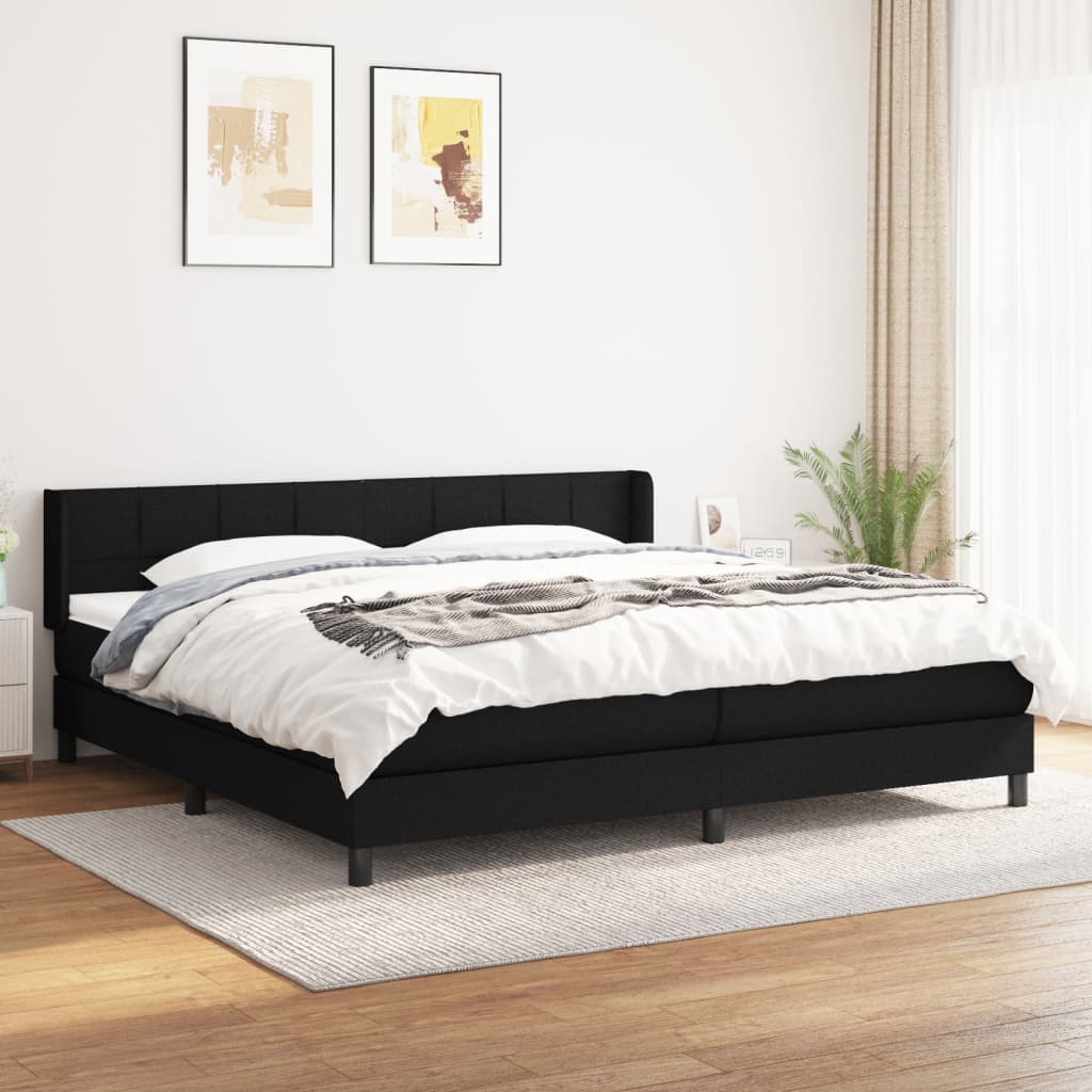 vidaXL Cama box spring con colchón tela negro 200x200 cm