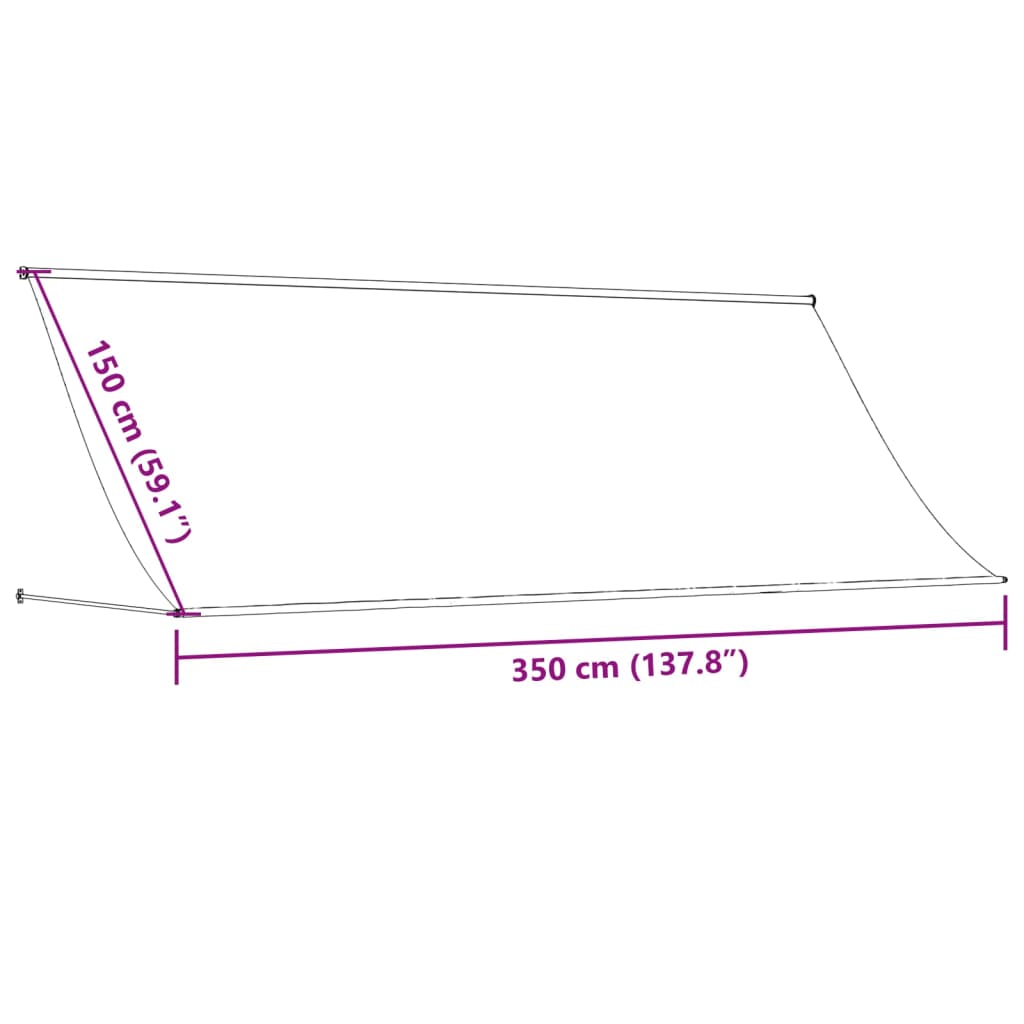 vidaXL Toldo retráctil de tela y acero crema 350x150 cm