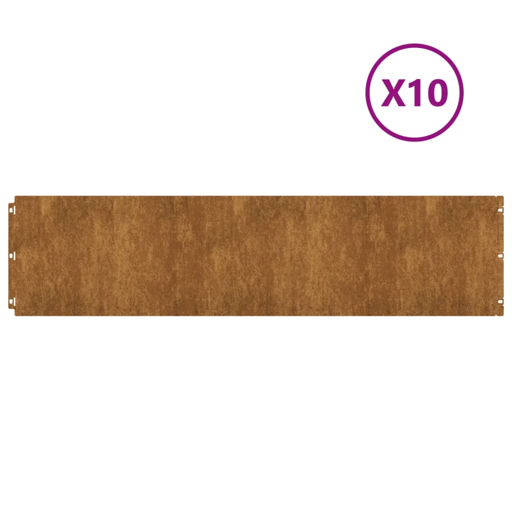 vidaXL Bordes de césped acero corten flexible 10 piezas 25x103 cm