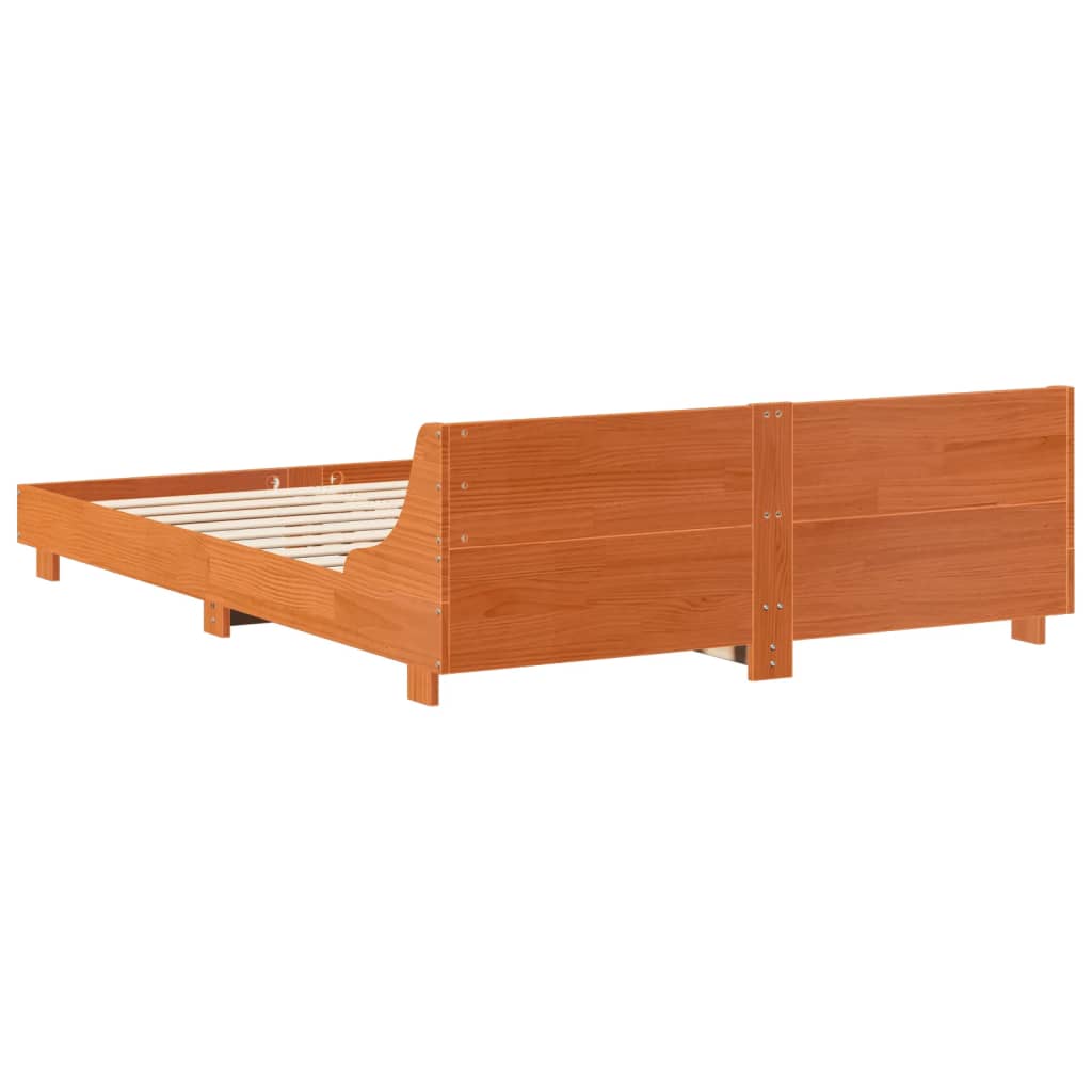 vidaXL Cama sin colchón madera maciza de pino marrón cera 160x200 cm