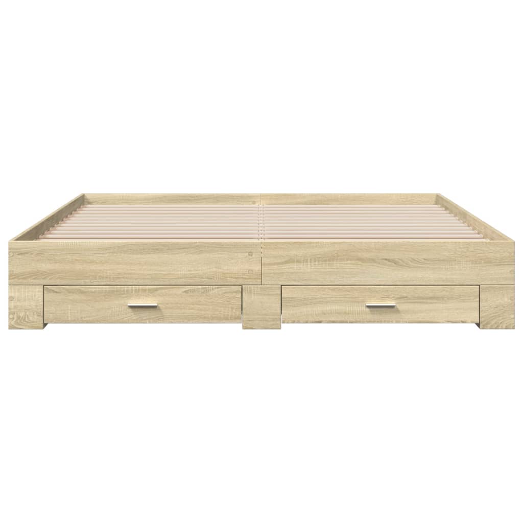 vidaXL Cama con cajones madera ingeniería roble Sonoma 180x200 cm