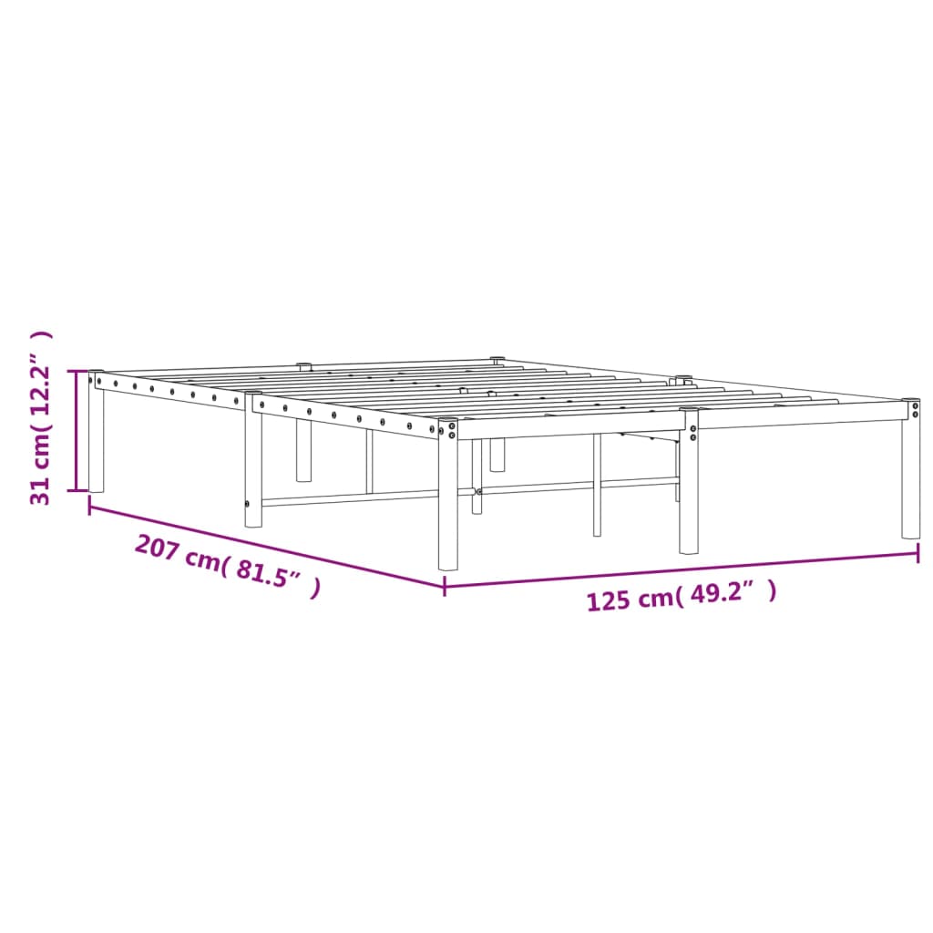 vidaXL Estructura de cama de metal negro 120x200 cm