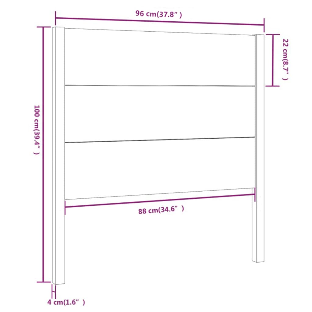 vidaXL Cabecero madera maciza de pino marrón miel 96x4x100 cm