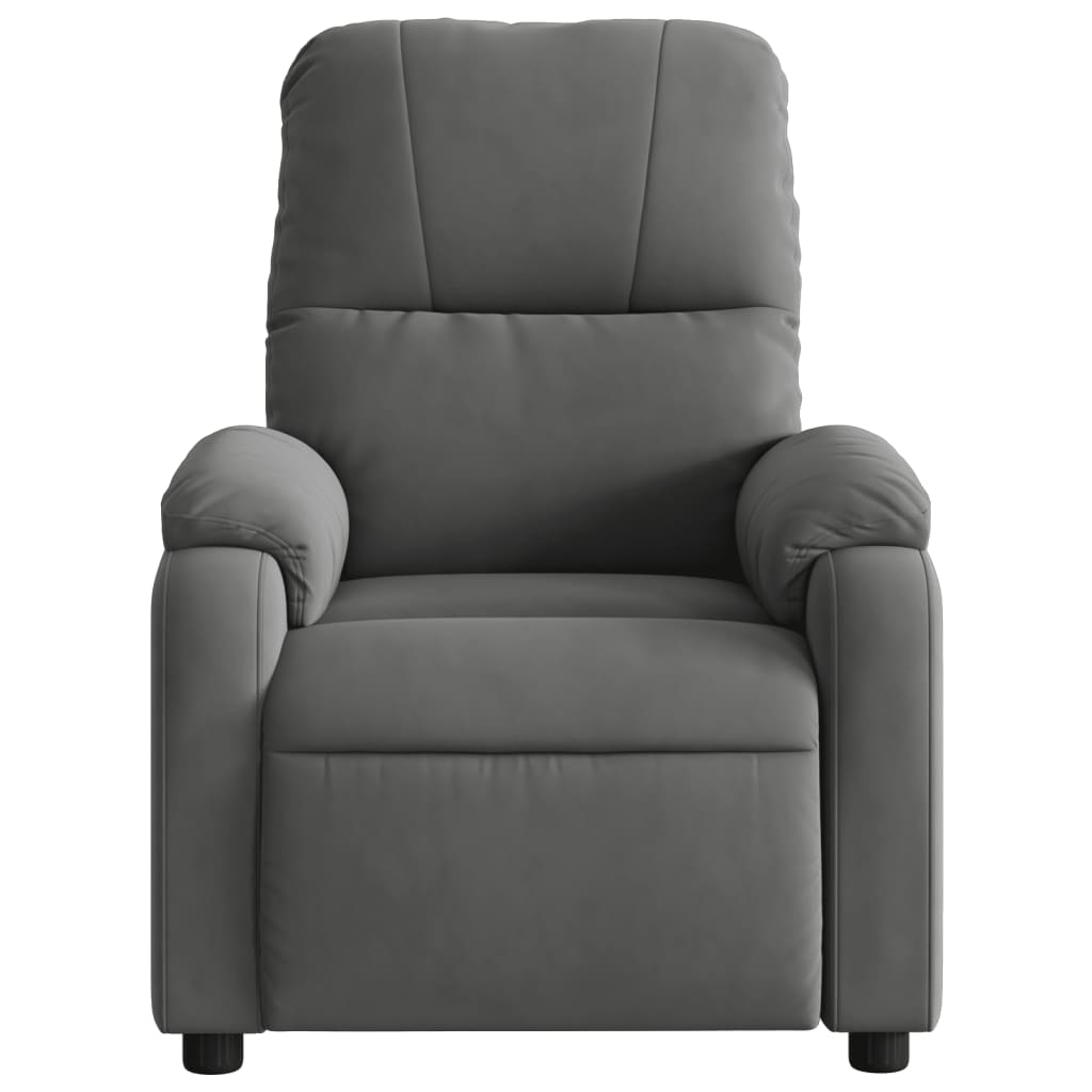 vidaXL Sillón reclinable de masaje tela de microfibra gris oscuro