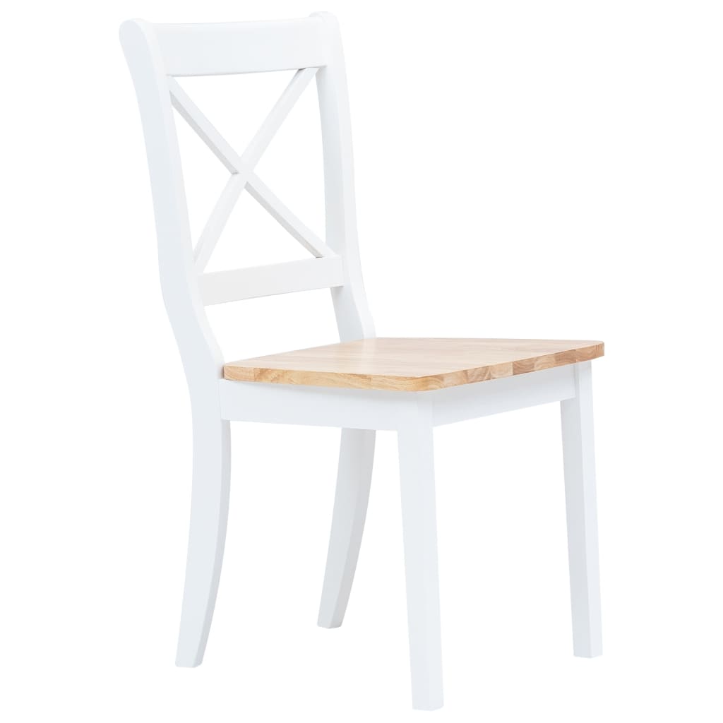 vidaXL Juego de comedor 5 piezas madera maciza de caucho blanco marrón