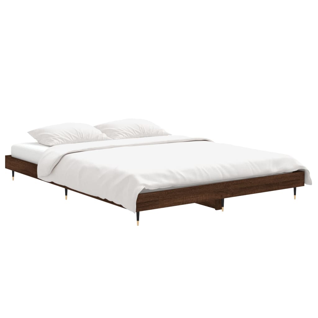 vidaXL Estructura de cama sin colchón madera marrón roble 140x190 cm