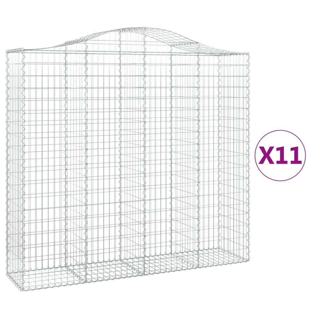 vidaXL Cestas gaviones 11 uds forma de arco hierro 200x50x180/200 cm