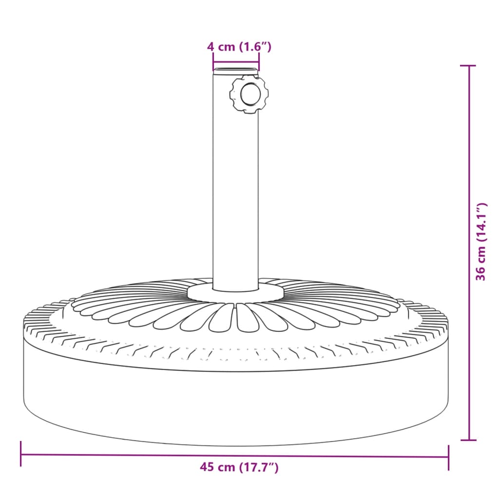 vidaXL Base de sombrilla semicircular para palos de Ø38/ 48 mm 25 kg