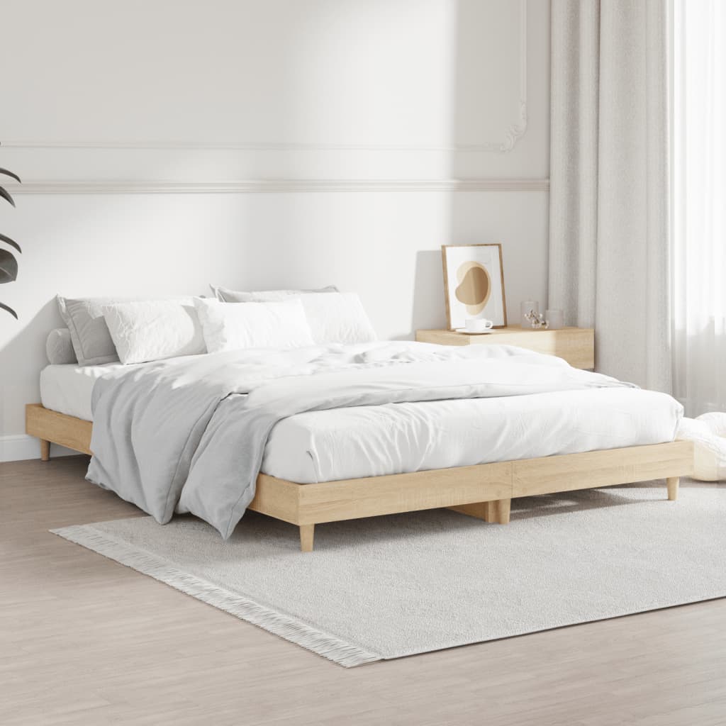 vidaXL Estructura de cama sin colchón madera roble Sonoma 140x190 cm