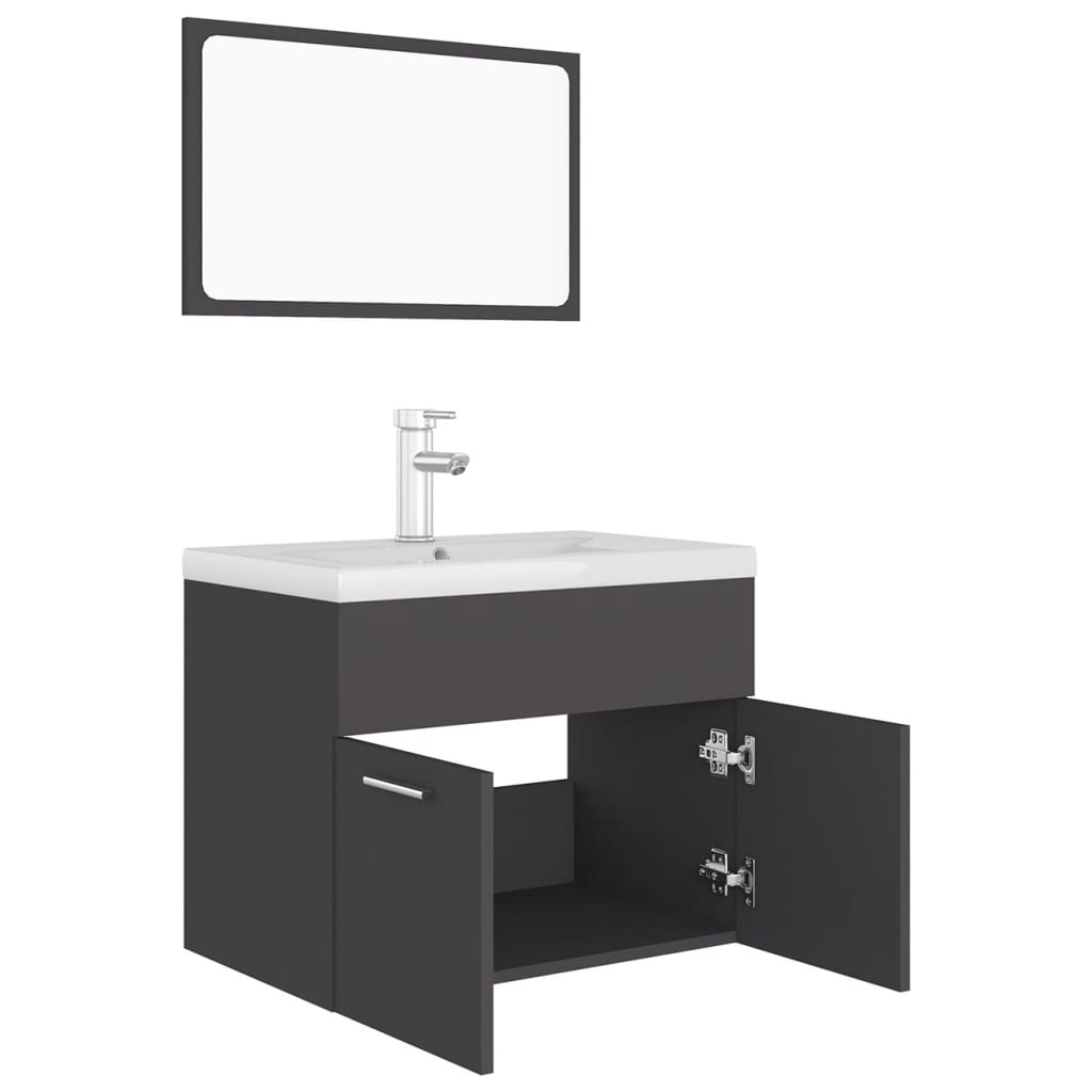 vidaXL Juego de muebles de baño madera de ingeniería gris