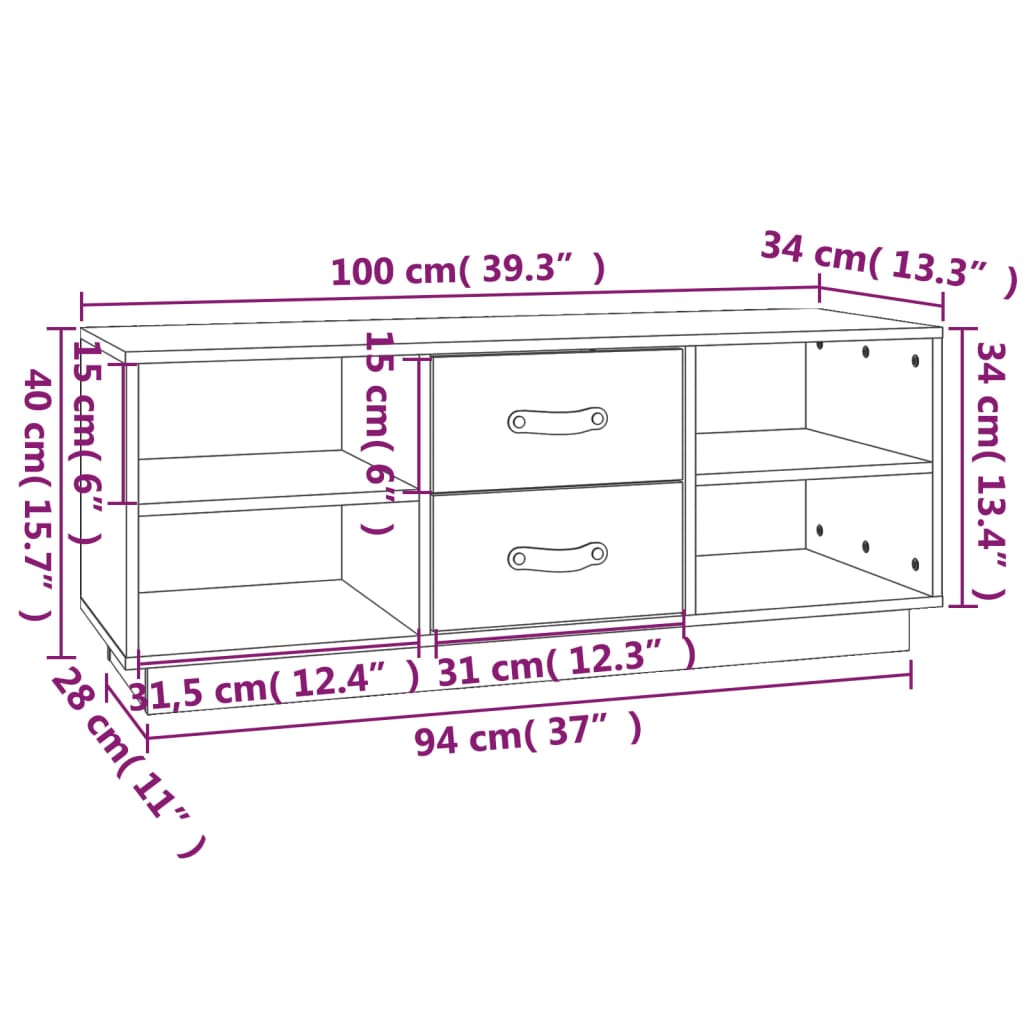 vidaXL Mueble de TV de madera maciza de pino gris 100x34x40 cm