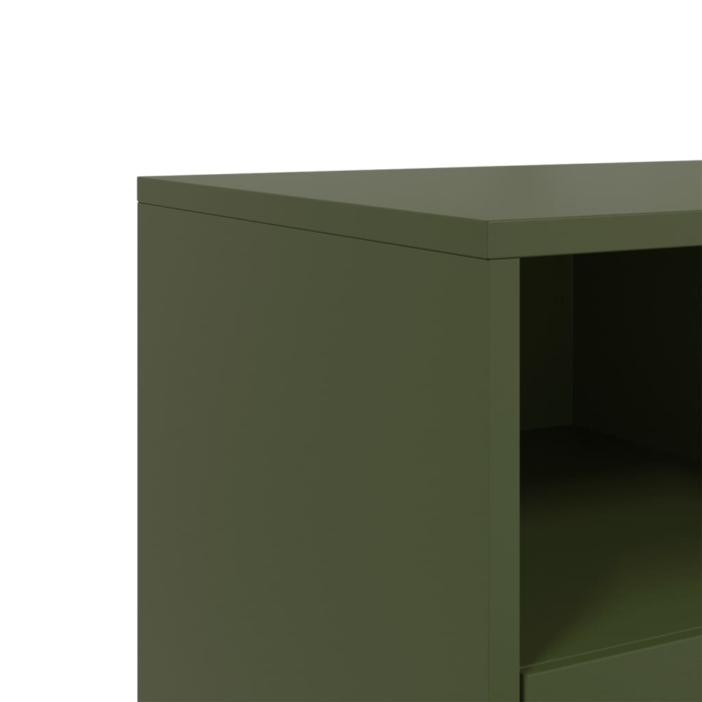 vidaXL Mueble de TV de acero verde oliva 100,5x39x43,5 cm