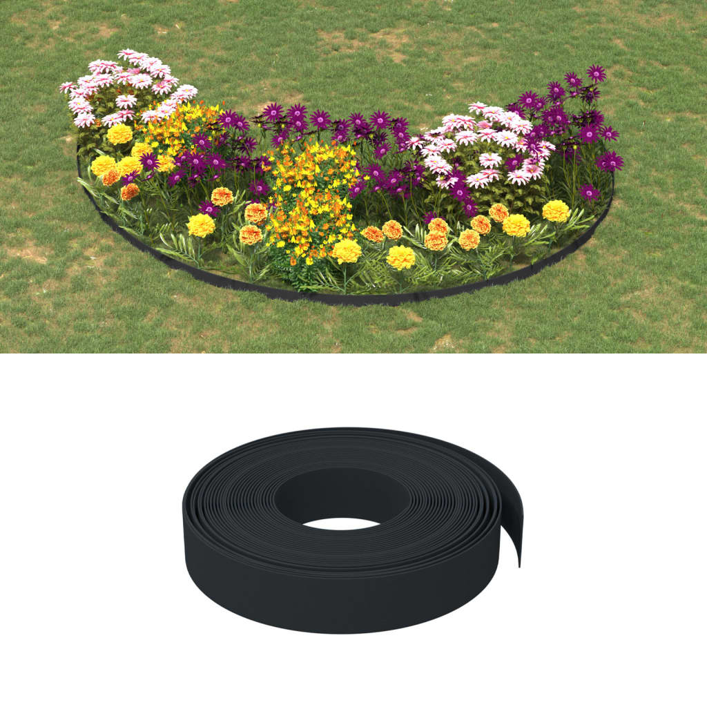 vidaXL Borduras de jardín 4 uds polietileno negro 10 m 10 cm