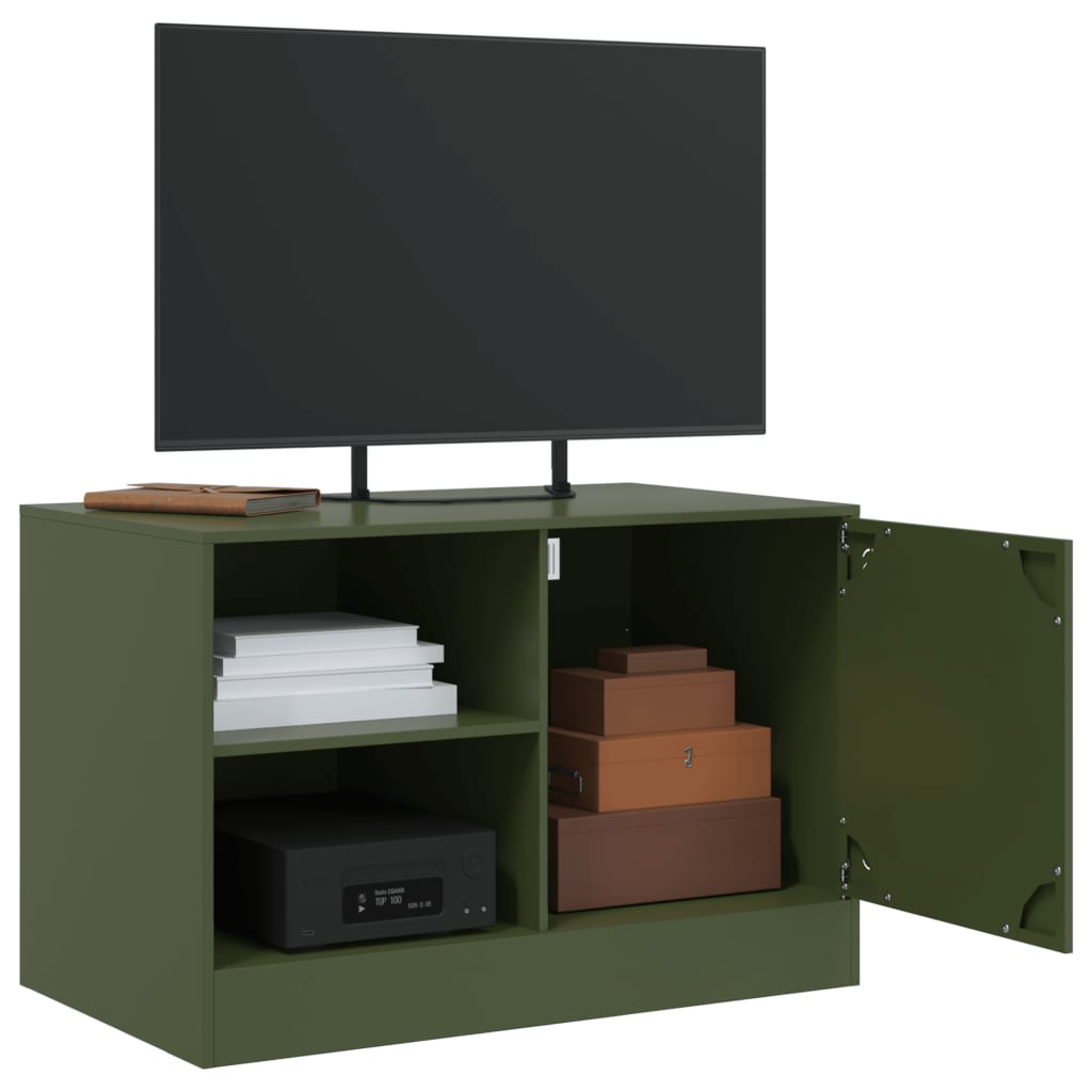 vidaXL Mueble para TV de acero verde oliva 67x39x44 cm